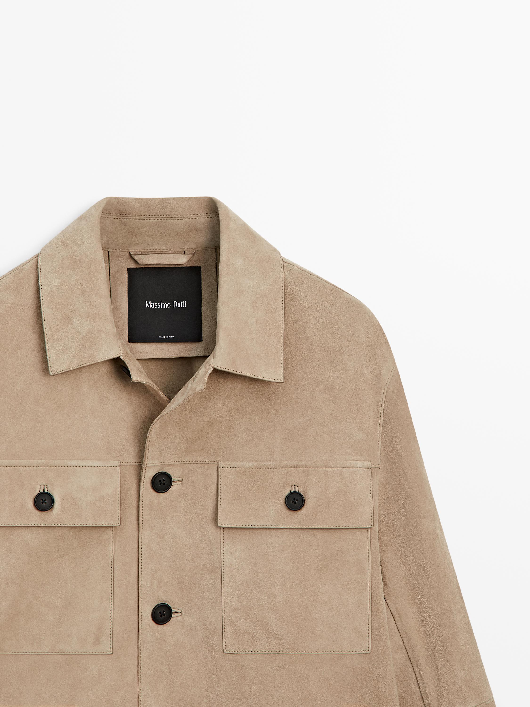 Suede leather overshirt